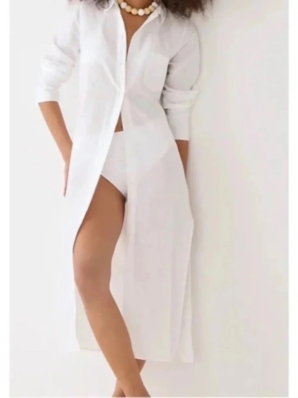 J Crew Long beach shirt in airy gauze - White - Small